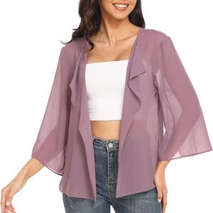 NWT! XL Women Summer Shrug, Chiffon Loose Lightweight Shawl, Cover Up, Lilac